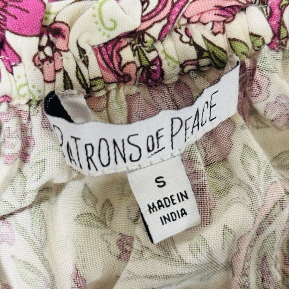 Anthropologie Patrons of Peace Tiered Mini Dress Sz S Floral Smock Waist Purple - Picture 7 of 8